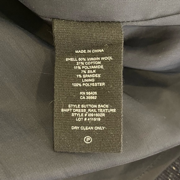 Theory Women's Size 8 Dress Navy Rail Texture Sleeveless Button Back - Picture 8 of 8